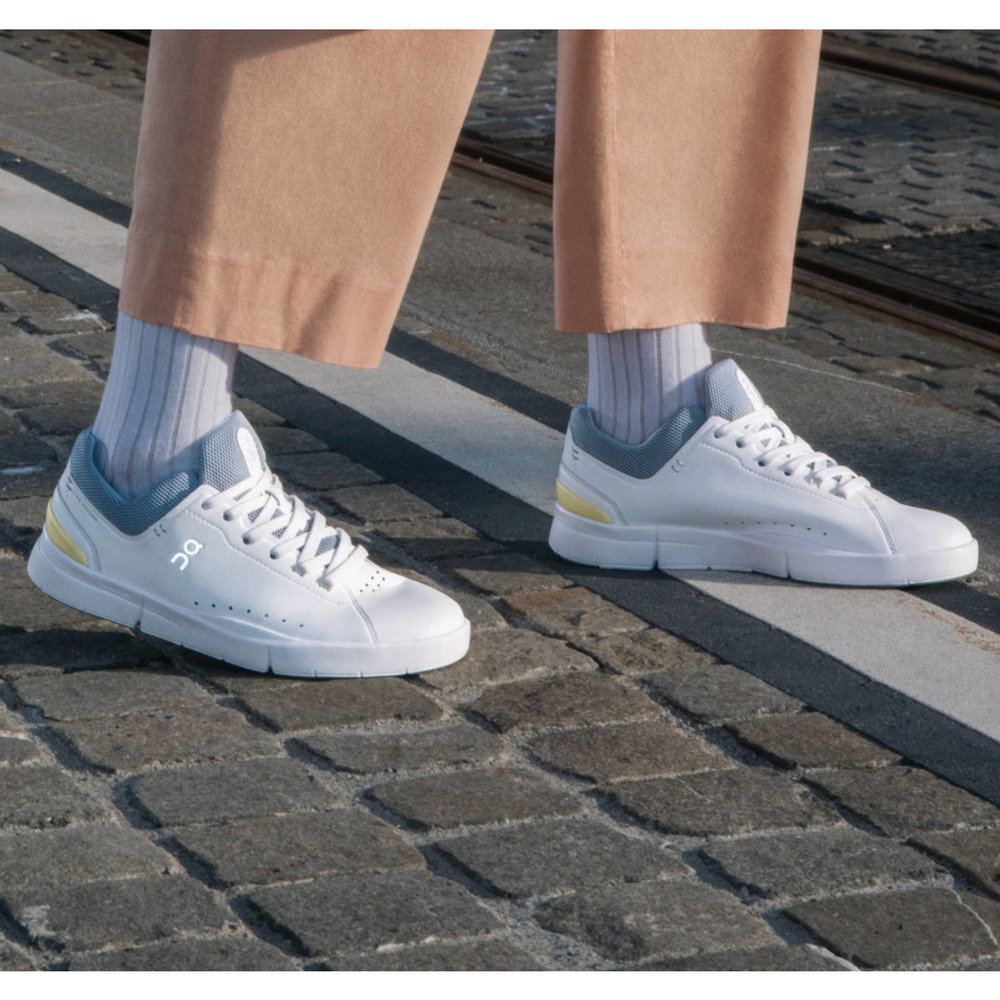 On Running White and Gray Women's Flats